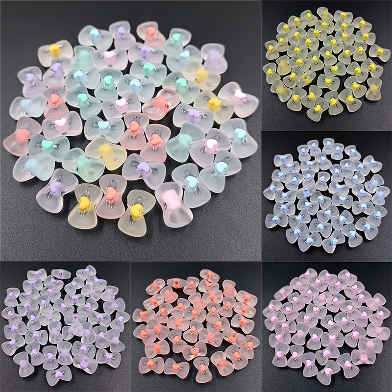 เครื่องประดับ ลูกปัดอะคริลิคใส รูปโบว์ และหัวใจน่ารัก แบบสร้างสรรค์ DIY จํานวน 10 ชิ้น