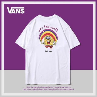 Vans Vance SpongeBob SquarePants เสื้อยืดลําลอง ผ้าฝ้าย แขนสั้น พิมพ์ลาย ทรงหลวม สําหรับผู้ชาย และผู้หญิงS-5XL