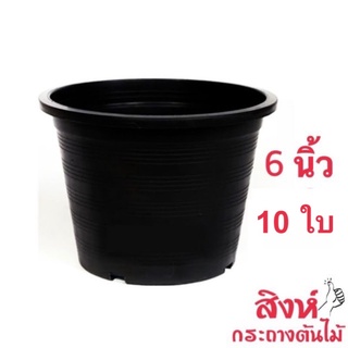 กระถางต้นไม้พลาสติกสีดำ 6 นิ้ว ชุด 10 ใบ