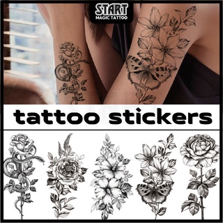 【Start Magic Tattoo】สติกเกอร์รอยสักชั่วคราว กันน้ํา ติดทนนาน 10 ซม. × 19 ซม. 2 สัปดาห์ 15 วัน