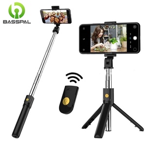 Basspal 3 In 1 ไม้เซลฟี่บลูทูธไร้สายพร้อมรีโมทชัตเตอร์สําหรับ Iphone Monopod สําหรับ Iphone Huawei Samsung Oneplus