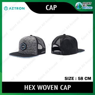 Aztron Cotton Hex Woven Cap สีดำ หมวกแก๊ป Cotton ปักโลโก้ Aztron ระบายอากาศได้ดี กันแดดกันลม