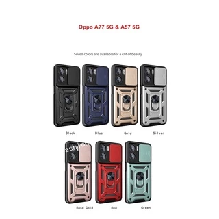 เคสโทรศัพท์มือถือ ป้องกันเลนส์กล้อง กันกระแทก พร้อมขาตั้ง สําหรับ OPPO A98 A78 A58 A38 A18 NFC A57 A17 A17k A77s A77 4G 5G 2022