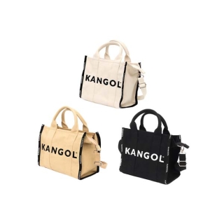 KANGOL Bag กระเป๋าถือ กระเป๋าผ้าสะพายข้าง ทรงสี่เหลี่ยมผืนผ้า สีขาว, ดำ, กากี 61551709