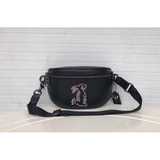 Coach Selena Belt Bag With Bunny BLACK/GUNMETAL