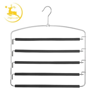 Pants Hangers 5 Layers Metal Slack Magic Hangers Non-Slip Foam Padded Swing Arm Space Saving Hanger Clothes Closet Storage Organizer for Pants and Clothes