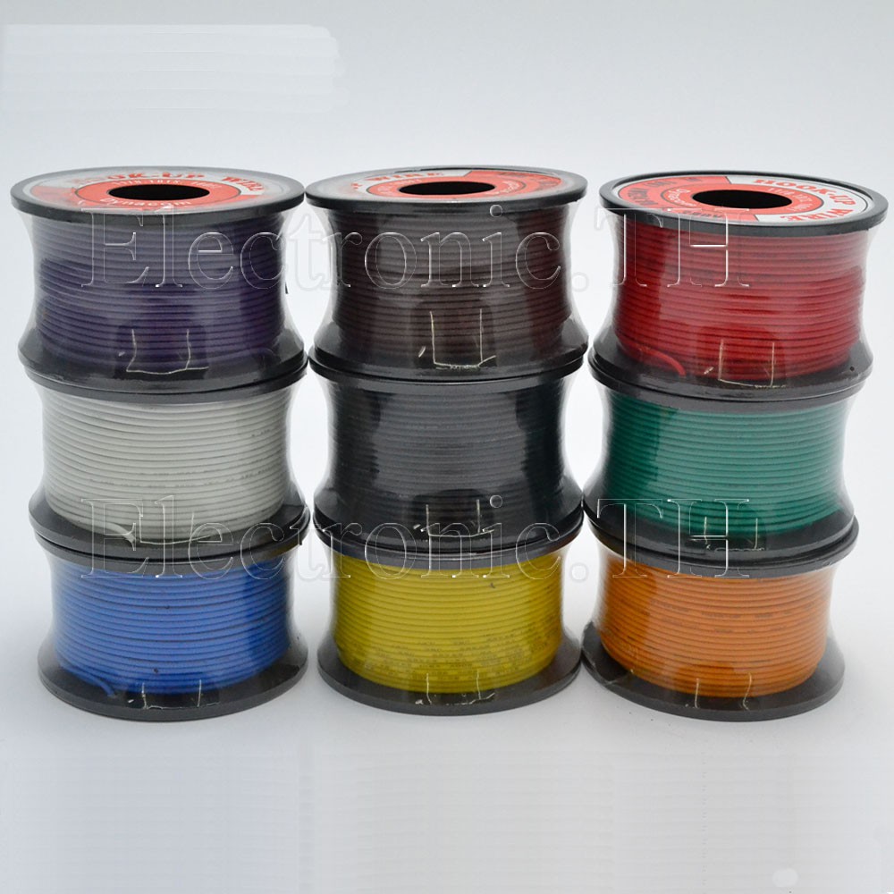 สายไฟเดี่ยวเส้นฝอย  Hook-up UL1007 24AWG ยาว30เมตร 80°C 300V ยี่ห้อJWC