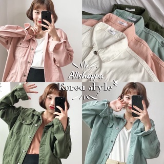 Allshoppa ส่งทันที! Pastel Denim Korea Jacket เสื้อแจ๊คเก็ตยีนส์ กันหนาว พาสเทลน่ารัก สไตล์เกาหลี