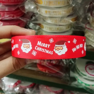 ริ้บบิ้นผ้า ลายแซนต้าคลอส ho ho ho