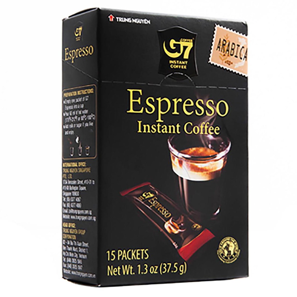 G7 Espresso Instant Coffee จีเซเว่น กาแฟเอสเพรสโซ ของดังเวียดนาม 2.5g. x 15ซอง