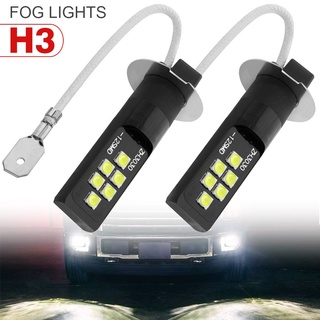 หลอดไฟตัดหมอก H3 Led 3030 Smd 6000K Drl สีขาวสําหรับรถยนต์ 2 ชิ้น