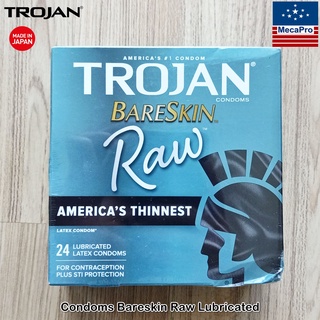 Trojan® Condoms Bareskin Raw Lubricated 5, 10 or 24 Count  โทรจัน ถุงยางอนามัย คอนดอม