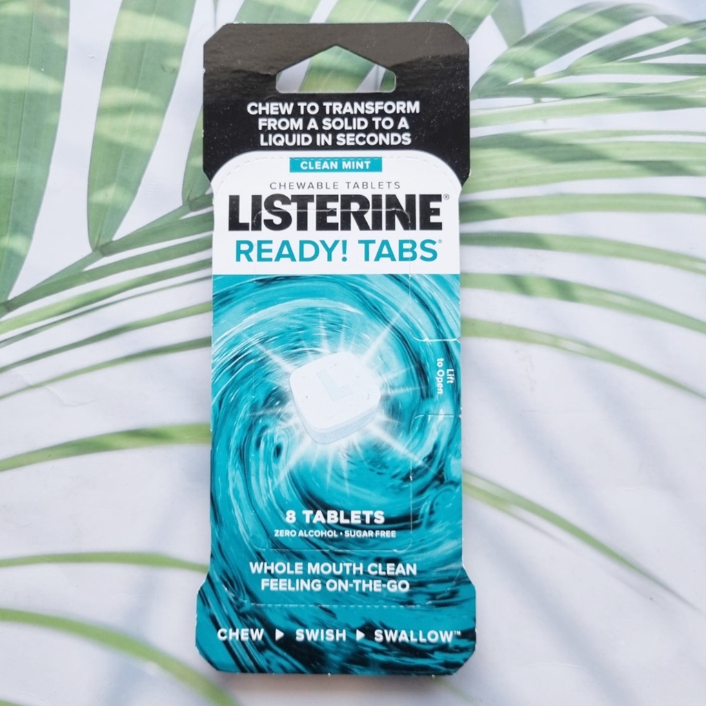 (Listerine®) READY! TABS® Chewable Tablets, Clean Mint 8 Tablets ลิสเตอรีน น้ำยาบ้วนปาก แบบเม็ดเคี้ย