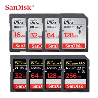 Sandisk การ์ดหน่วยความจํา 16GB 32GB 64GB 128GB 256GB 80MB s U1 170MB U3 V30 4K สําหรับกล้อง Canon Nikon SLR