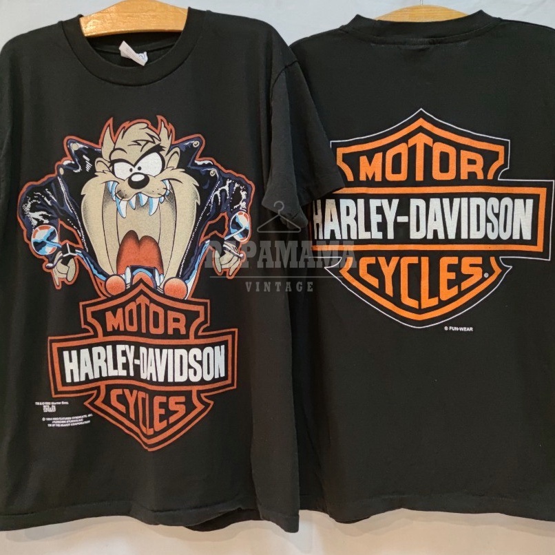 เสื้อยืดผ้าฝ้าย Harley davidson x Taz mania looneytunes   เสื้อวินเทจ เสื้อการ์ตูน shirtS-3XLdntokob