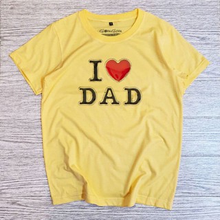 เสื้อยืดครอบครัวคอกลมสีเหลืองI♡DAD