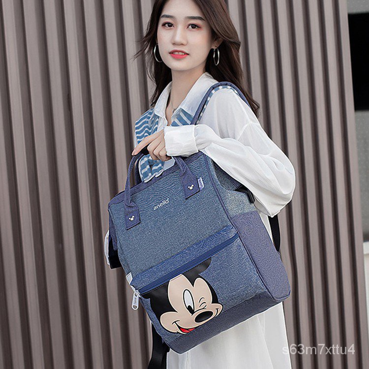 Anello-shubao-พร้อมส่ง‼️ กระเป๋า Anello Mickey ใบใหญ่ มี 5  กระเป๋า Anello Đisnēy Polyester Canvas Backpack WuwU