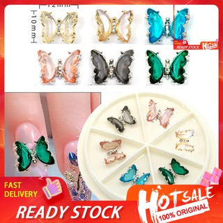 3D Faux Crystal Cubic Zirconia Transparent Butterfly Manicure Nail Art Decor