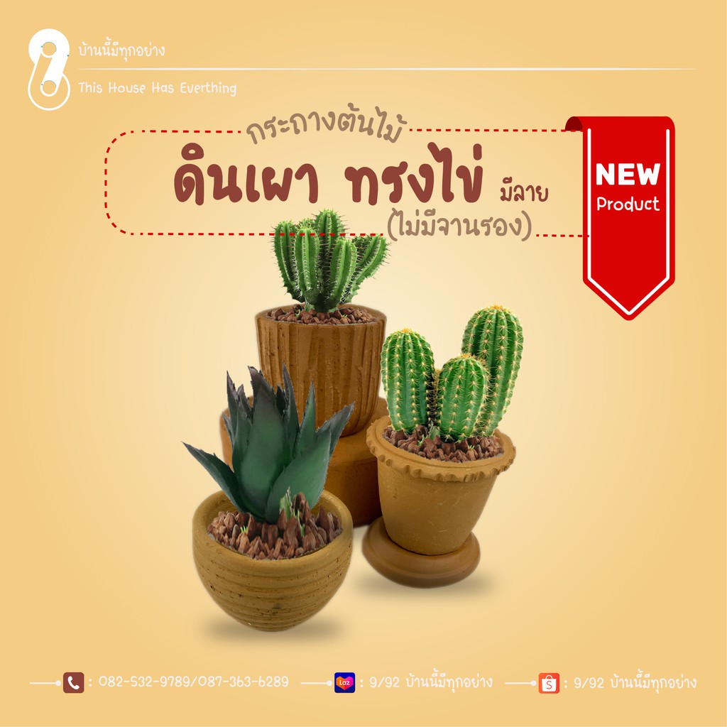 กระถางดินเผา ขนาดเล็ก 3-3.5 นิ้ว กระถางกระบองเพชร ไม้อวบน้ำ บอนไซจิ๋ว