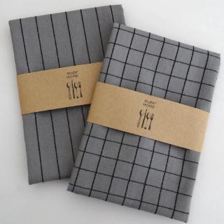 Fashion Gray Plaid Table linen Cotton Stripe Cover Cloth kitchen Tea Towel Napkin