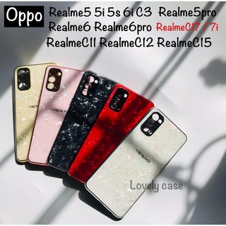 🇹🇭เคสกระจกลายหินอ่อน Oppo  Realme5 Realmec3 Realme6pro Realme5pro RealmeC17 C11 C12 C15 Reno5 Reno2