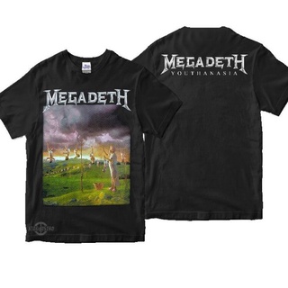 เสื้อยืดโอเวอร์ไซส์เสื้อยืด พิมพ์ลาย megadeth 3 YOUTHANASIA วงร็อคแอนด์โรล โลหะ พรีเมี่ยม สําหรับผู้หญิงS-3XL