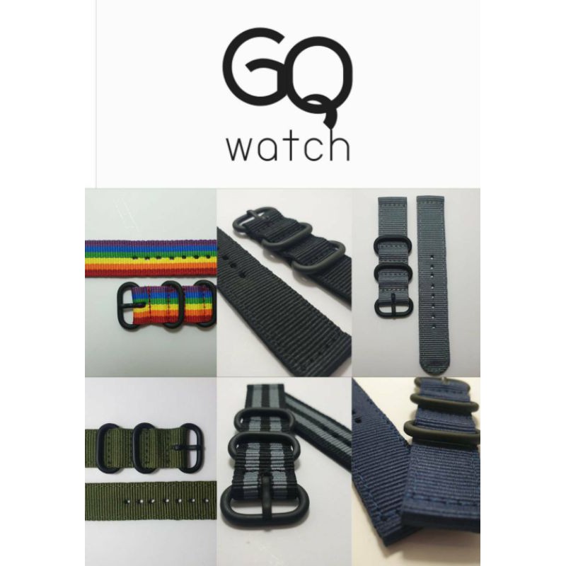 𝗚𝗤 𝘄𝗮𝘁𝗰𝗵 สายนาฬิกา สายผ้านาโต้ nato สายหัวซูรู zulu SmartWatch wristwatch strap