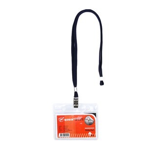 ป้ายชื่อพลาสติกพร้อมสายคล้อง แนวนอน (1x50) โรบิน R37X/Plastic name tag with horizontal lanyard (1x50) Robin R37X