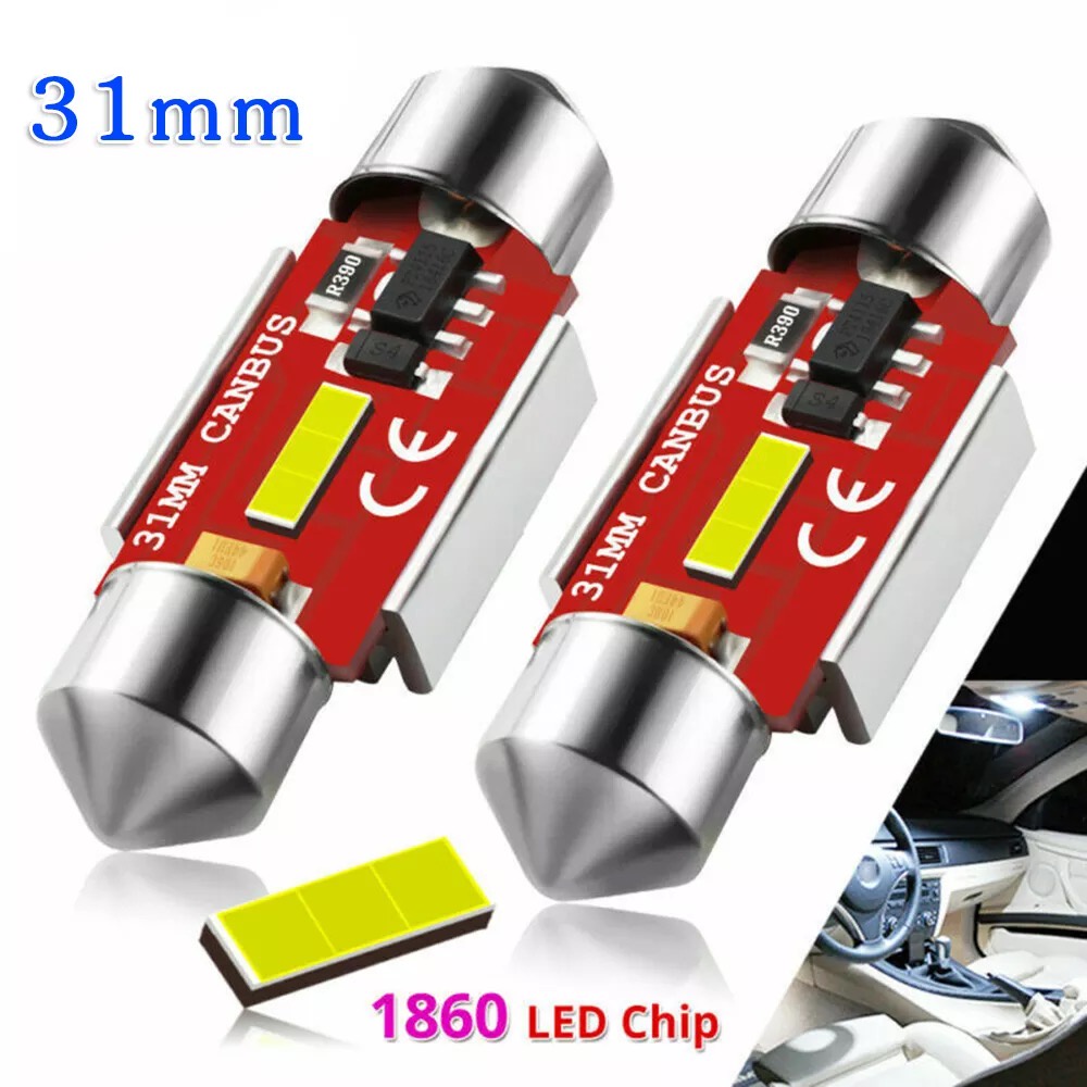 ไฟเพดานรถยนต์ 31mm 1ชิป CSP 1860 ชิพไฟหน้า LED 8000K ไฟในห้องโดยสาร ไฟเก๋ง ไฟสัมภาระ (1ชิ้น)