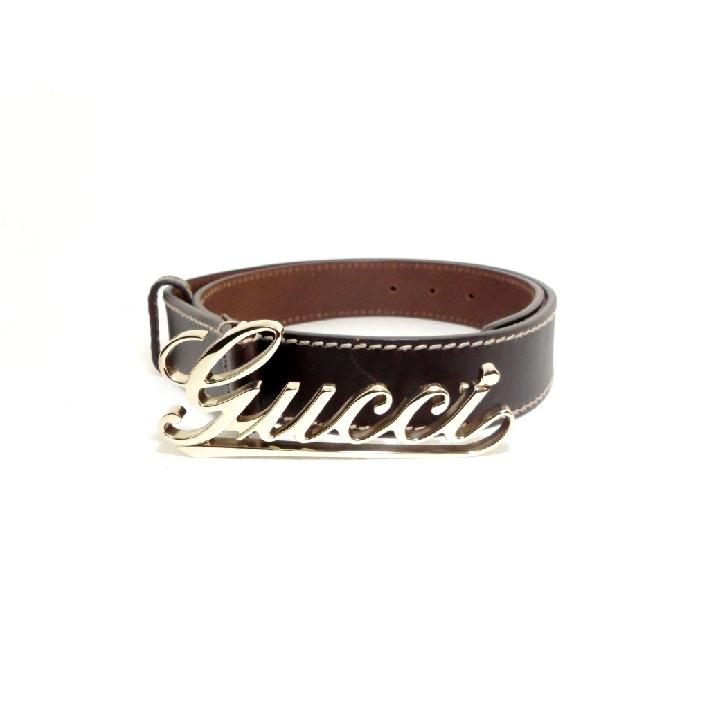 เข็มขัด Gucci Belt With Gucci Script Buckle sz 85 34 มือ 2 ของแท้