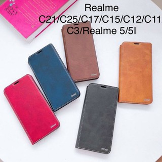 เคสหนังฝาพับ (งานแท้) Realme8(5G)/C21/C25/C17/C15/C12/C11/C3/Reame5/5i