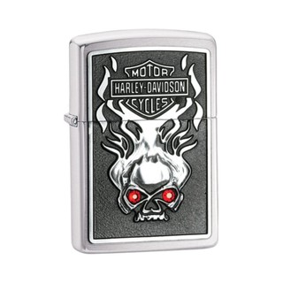 Zippo Harley Davidson Brushed Chrome Lighter With Emblem, # 28267, New In Box