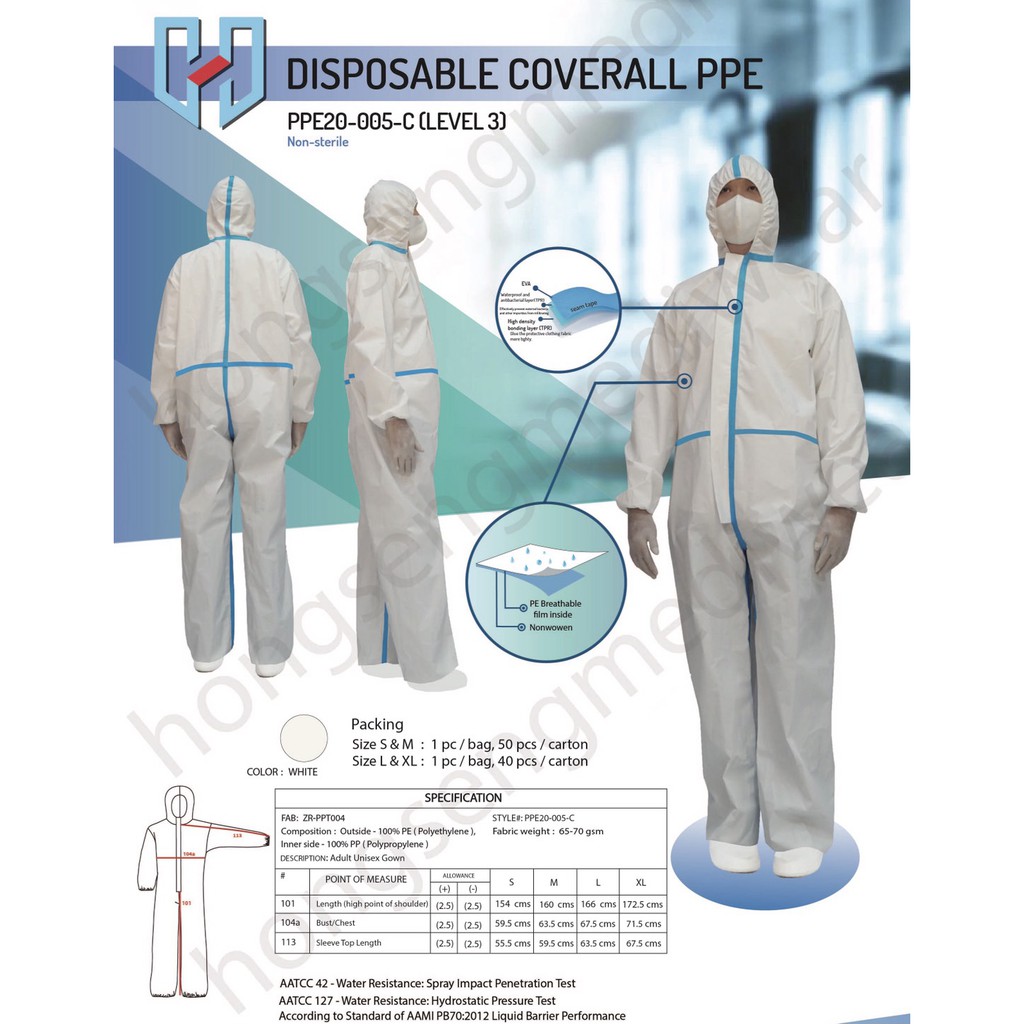 Coverall PPE Suit Level 3