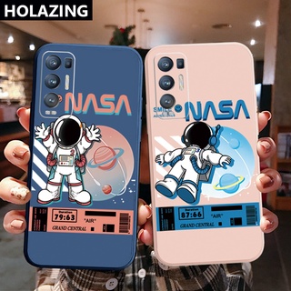 เคสโทรศัพท์มือถือ ขอบสี่เหลี่ยม ลายนักบินอวกาศ NASA สําหรับ OPPO Reno6 Z 5G Reno 5 Pro 4 4G 3 Reno2 Z F