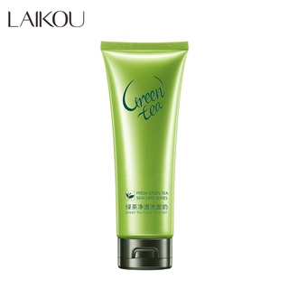 LAIKOU Green Tea Foam Cleanser Face Cleanser Acne Removal Moisturizing Oil Control Shrink Pores 120g.