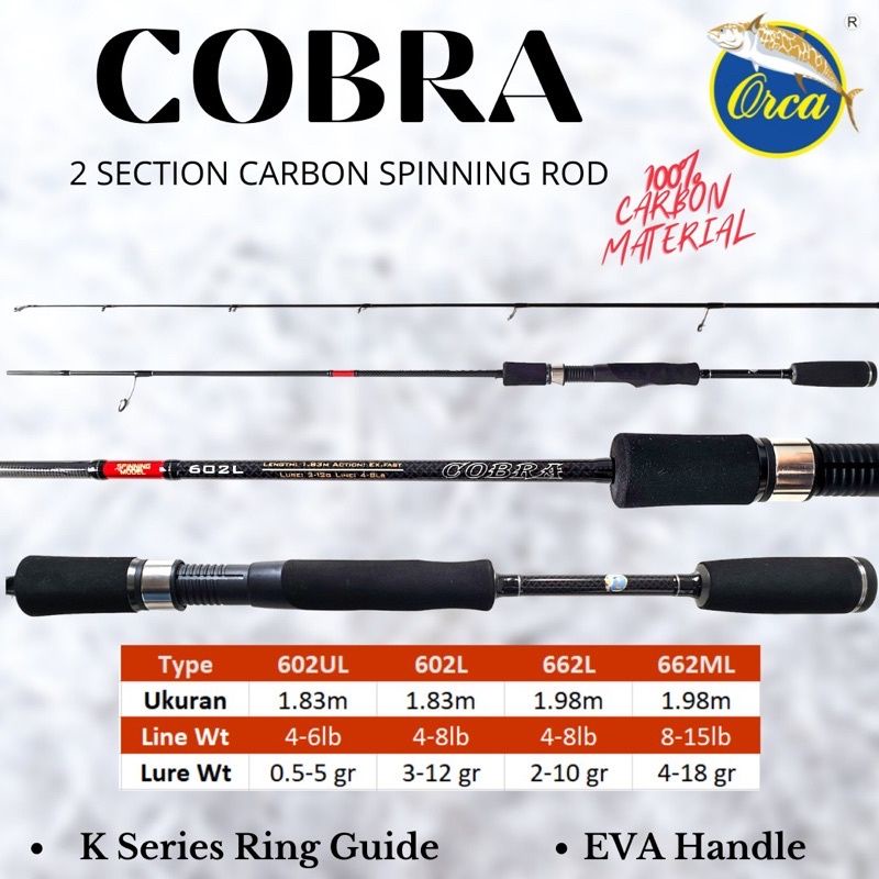 ULTRA LIGHT ORCA COBRA 602 UL 602 L 662 L 662 ML 4-8LB 8-15LB