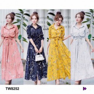 MF8252🍓
MaxiDress แม็กซี่เดรสเชิ้ต แขนยาว ผ้าโรนัลโด้ พิมพ์ลายดอกเดซี่ทั้งตัว เนื้อผ้าทิ้งตัวสวย เย็บติดสายผูกเอว