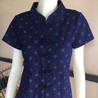 เสื้อหม้อห้อมผู้หญิงเเบบกระดุมตรง