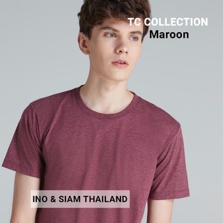 INO &amp; SIAM THAILAND เสื้อยืดสีพื้น ผ้า TC ใส่สบาย ไม่ต้องรีด สีเลือดหมู