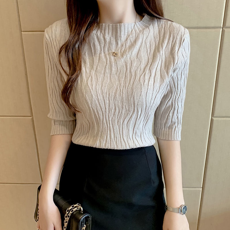 เสื้อสเวตเตอร์สไตล์ตะวันตกสําหรับผู้หญิงฤดูใบไม้ร่วงพร้อมคอปกสูงครึ่งตัวและแขนกลาง - รูปที่ 5