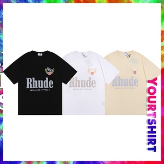 เสื้อยืด พิมพ์ลายกราฟฟิค Rhude ขนาดใหญ่ สไตล์วินเทจ แฟชั่นมินิมอล สําหรับผู้ชาย