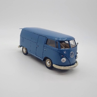 รถโมเดล สุดคลาสสิค ท้ายรถ+ประตูเปิดได้ WELLY 1:24 1963 volkswagen T1 Bus สีฟ้า