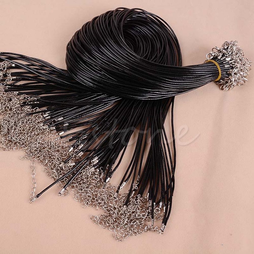 San* DIY สร้อยคอสีดําสายไฟยาง w/กุ้งก้ามกรามออกแบบ 18 Clasp Chain สําหรับสร้อยข้อมือสร้อยคอเครื่องปร