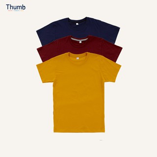 Thumbody เสื้อยืด เสื้อสีพื้น สีเบสิค ผ้าคอตตอน เนื้อนุ่ม ใส่สบาย ไม่ย้วย เสื้อสีเลือดหมู กรม มัสตาด  คอกลม