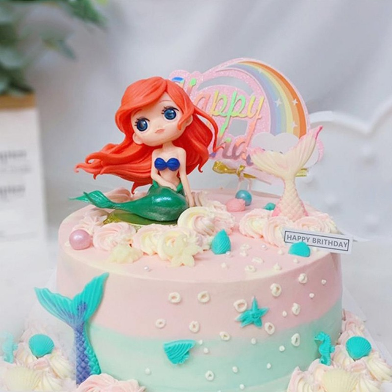Princess Cake Topper พลาสติกแช่แข็งการ์ตูนอุปกรณ์ตกแต่งงานปาร์ตี้ของเล่นเด็กสาวเค้ก Toppers - รูปที่ 4