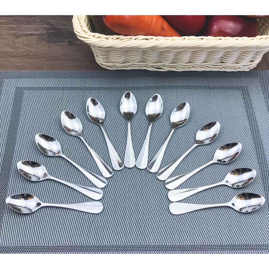 TwinFish 12ชิ้น ช้อนกาแฟสแตนเลส ลายเรียบ เงาสวย  รหัส 87-08