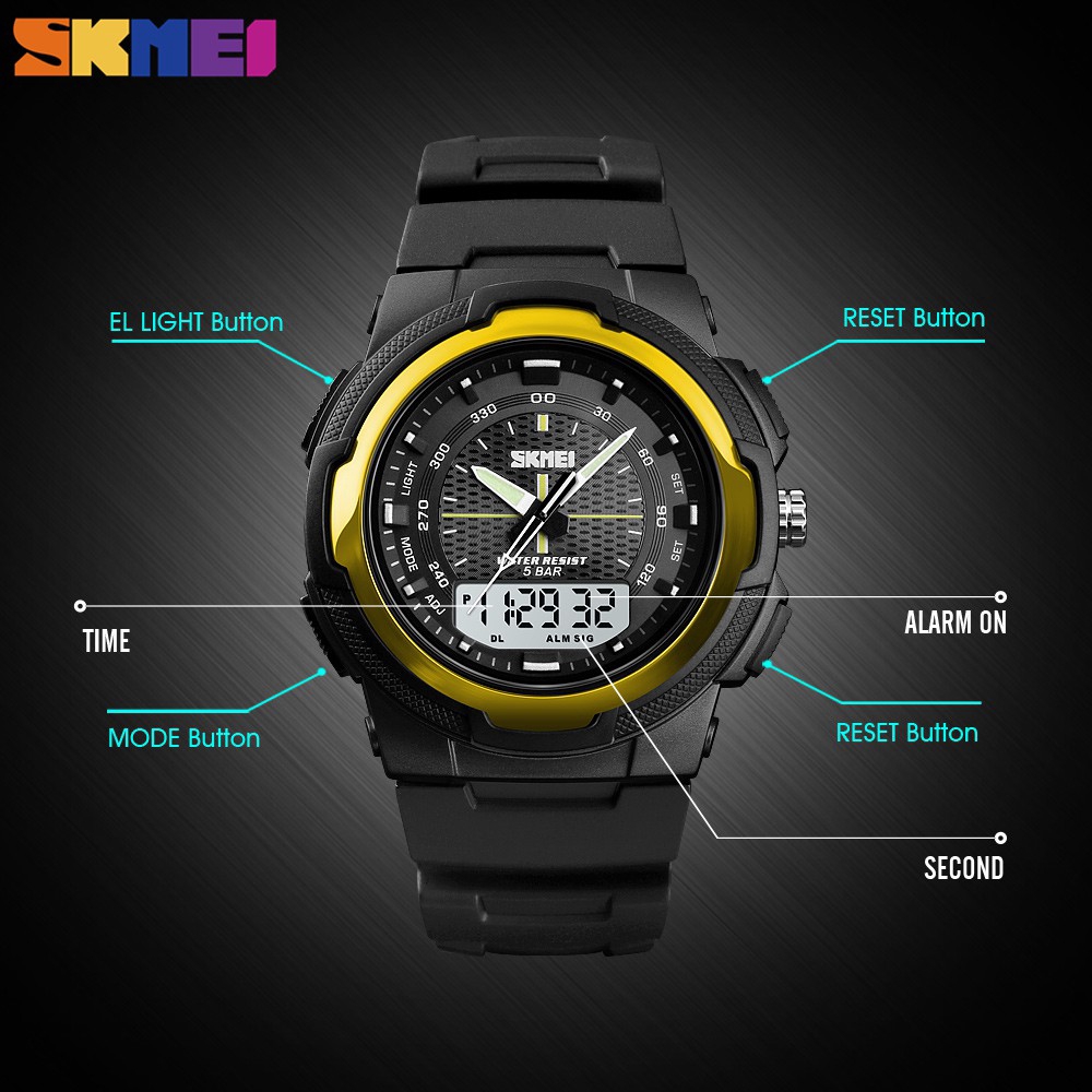 Skmei Top Luxury Men S Dual Display Led Digital Pu Luxury Strap Date