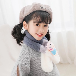 CUTELOOK ผ้าพันคอขนมิ้งค์ ลาย Peppa Pig สีชมพู แดง เหลืองขมิ้น เทา ม่วง น้ำตาล
