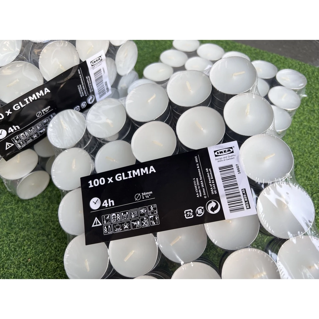 🔥พร้อมส่ง🔥 เทียน IKEA อิเกีย ทีไลท์ GLIMMA เทียนอิเกีย 50 กับ 100 ชิ้น เทียนถ้วย เทียนประดับ ไร้กลิ่น จุดนาน 4ชม.