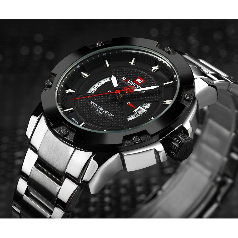 นาฬิกาข้อมือ นาฬิกา naviforce แท้ รุ่น NF9085 สีดำเงิน  ของแท้ 100% กันน้ำ 30 เมตร รับประกัน 1 ปี สินค้าอยู่ในไทย